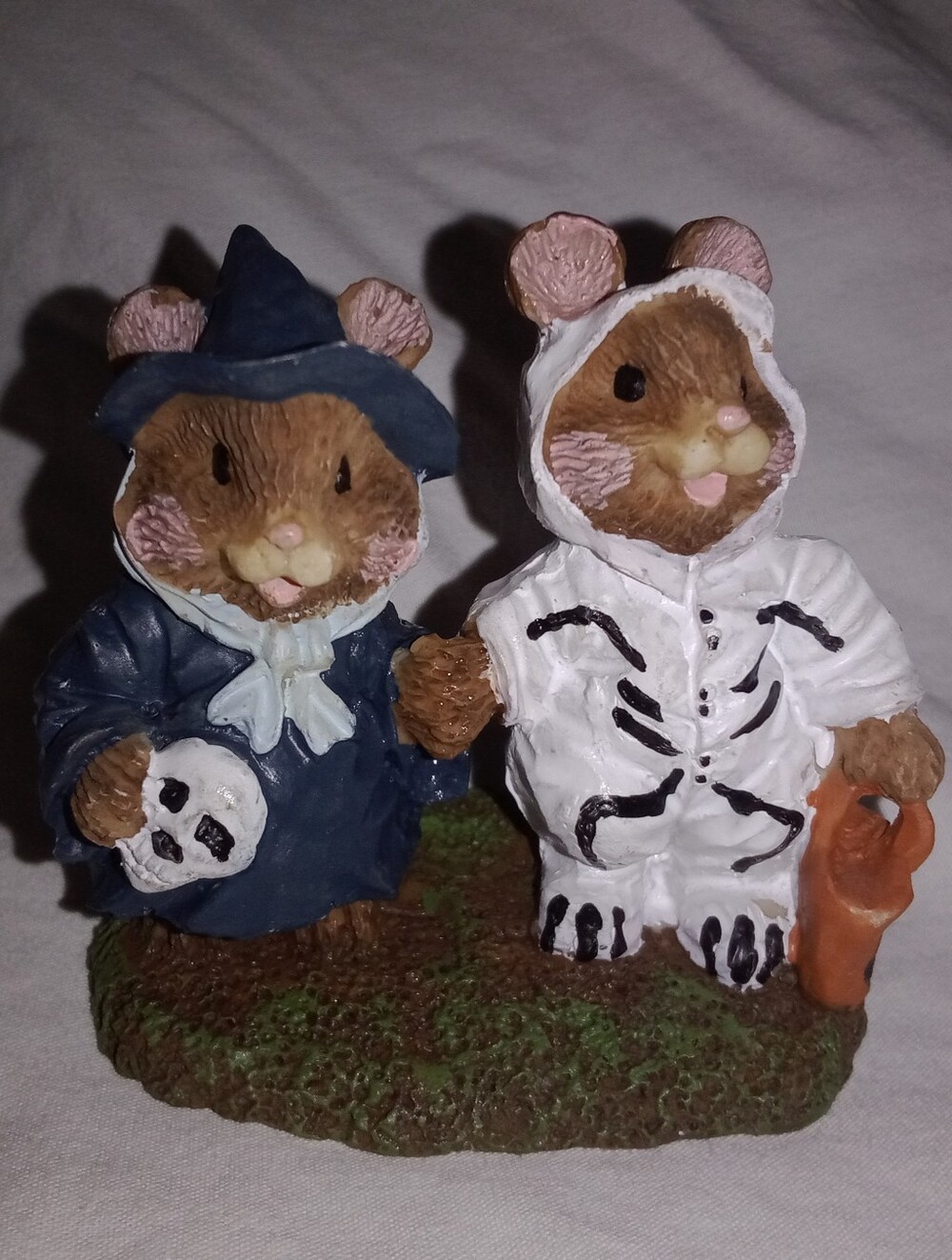 Vintage Halloween Mouse Mice Skeleton Wizard Witch Skull Village Holiday Decor